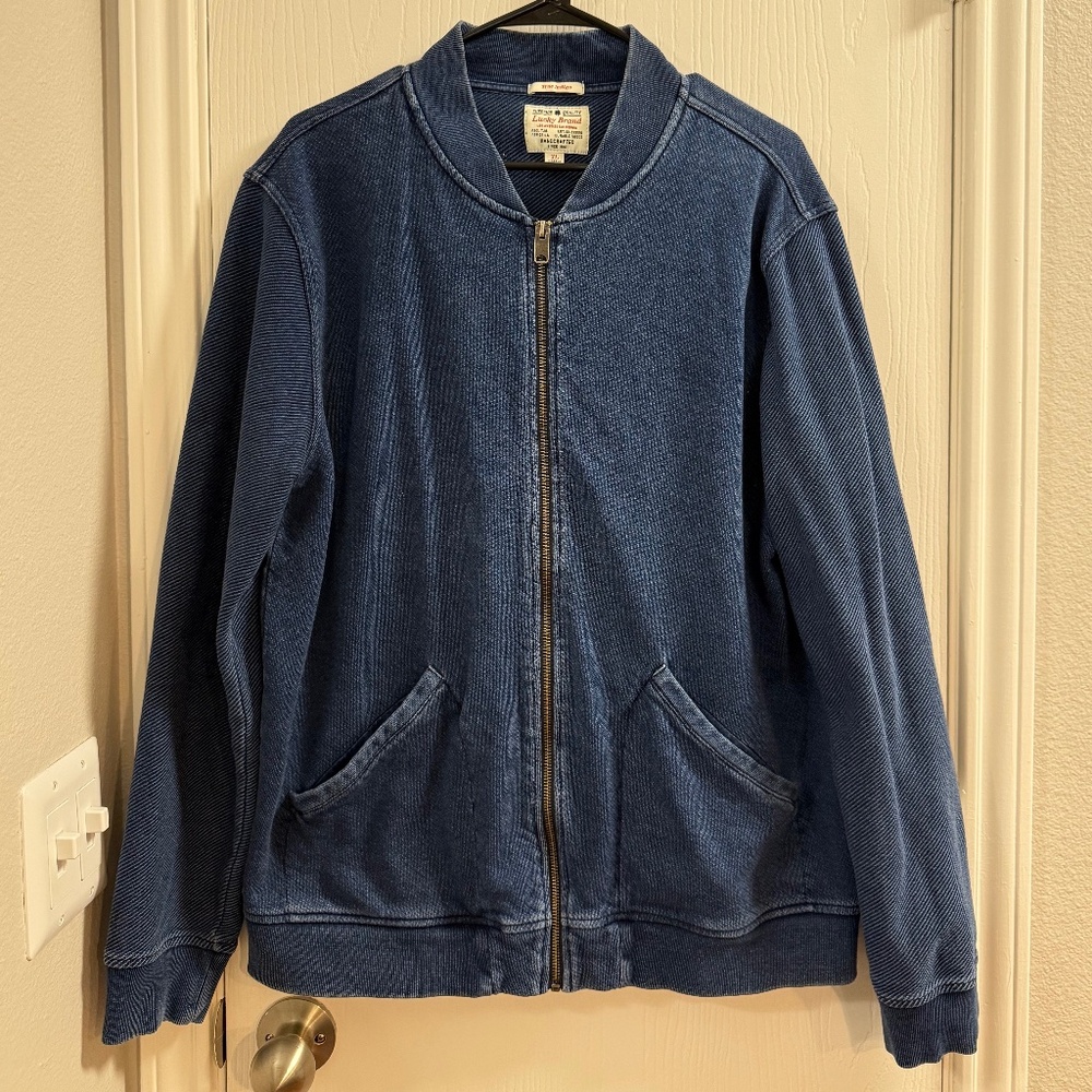 Oversized Lucky Brand True Indigo Zip-Up Bomber Jacket - XL